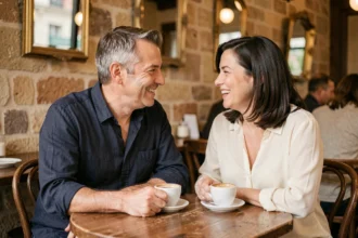 Couple complice attablé dans un bistro parisien, illustrant la complicité et la tendresse décrits par leurs proches