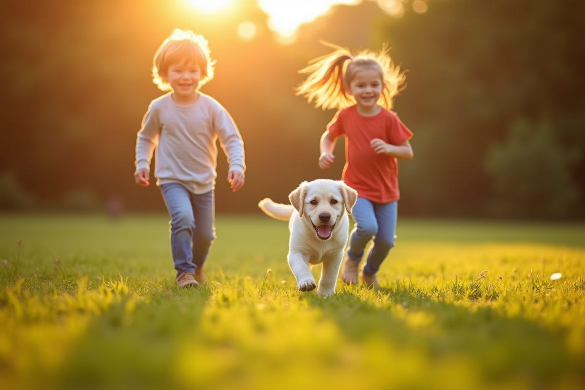 Enfants courant dans l