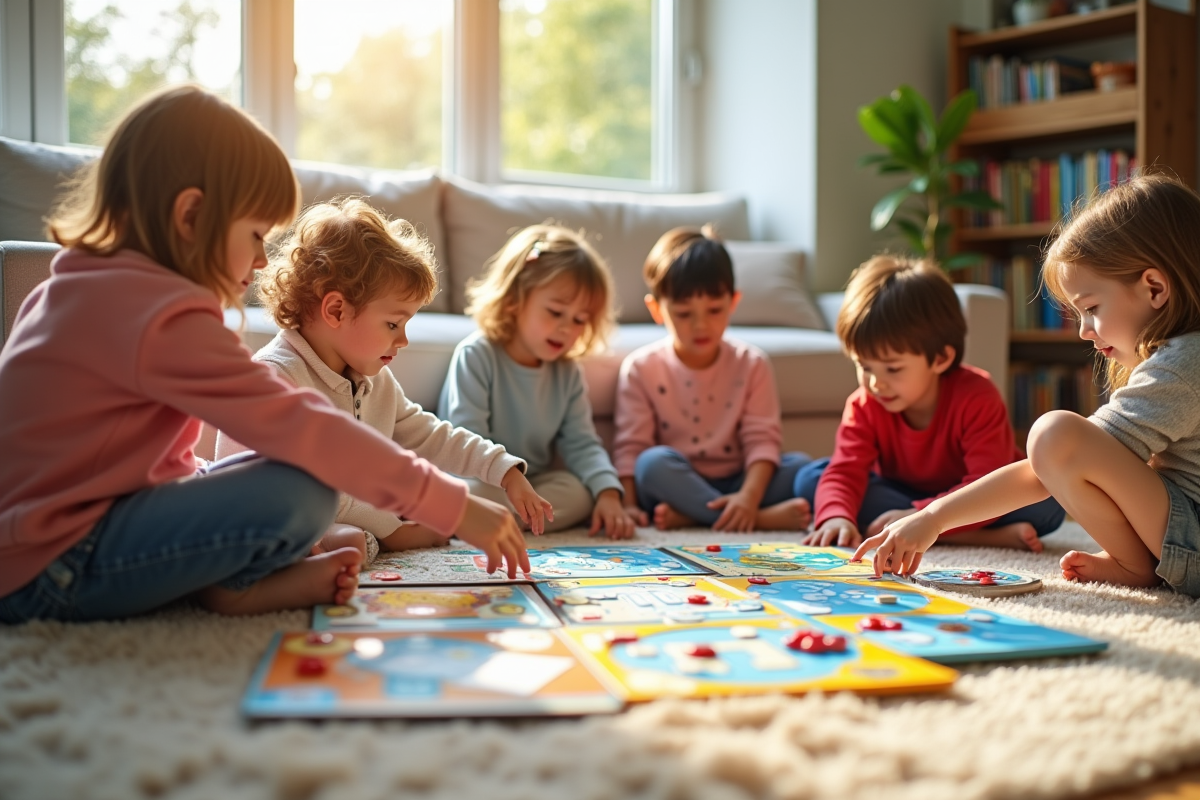 Jeux éducatifs modernes sur un tapis lumineux